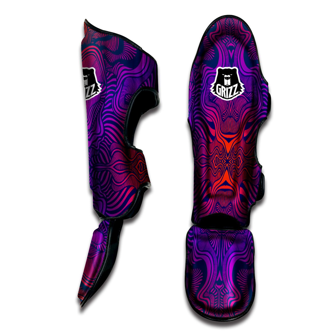 Psychedelic Trippy Ornament Print Muay Thai Shin Guards-grizzshop