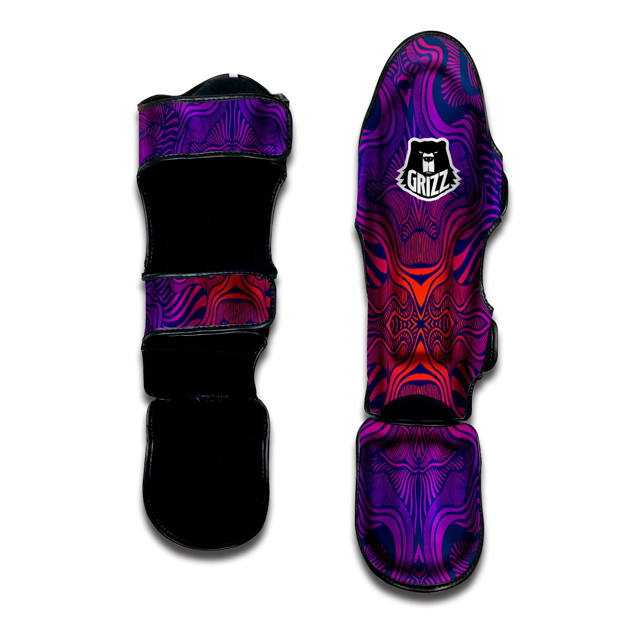 Psychedelic Trippy Ornament Print Muay Thai Shin Guards-grizzshop