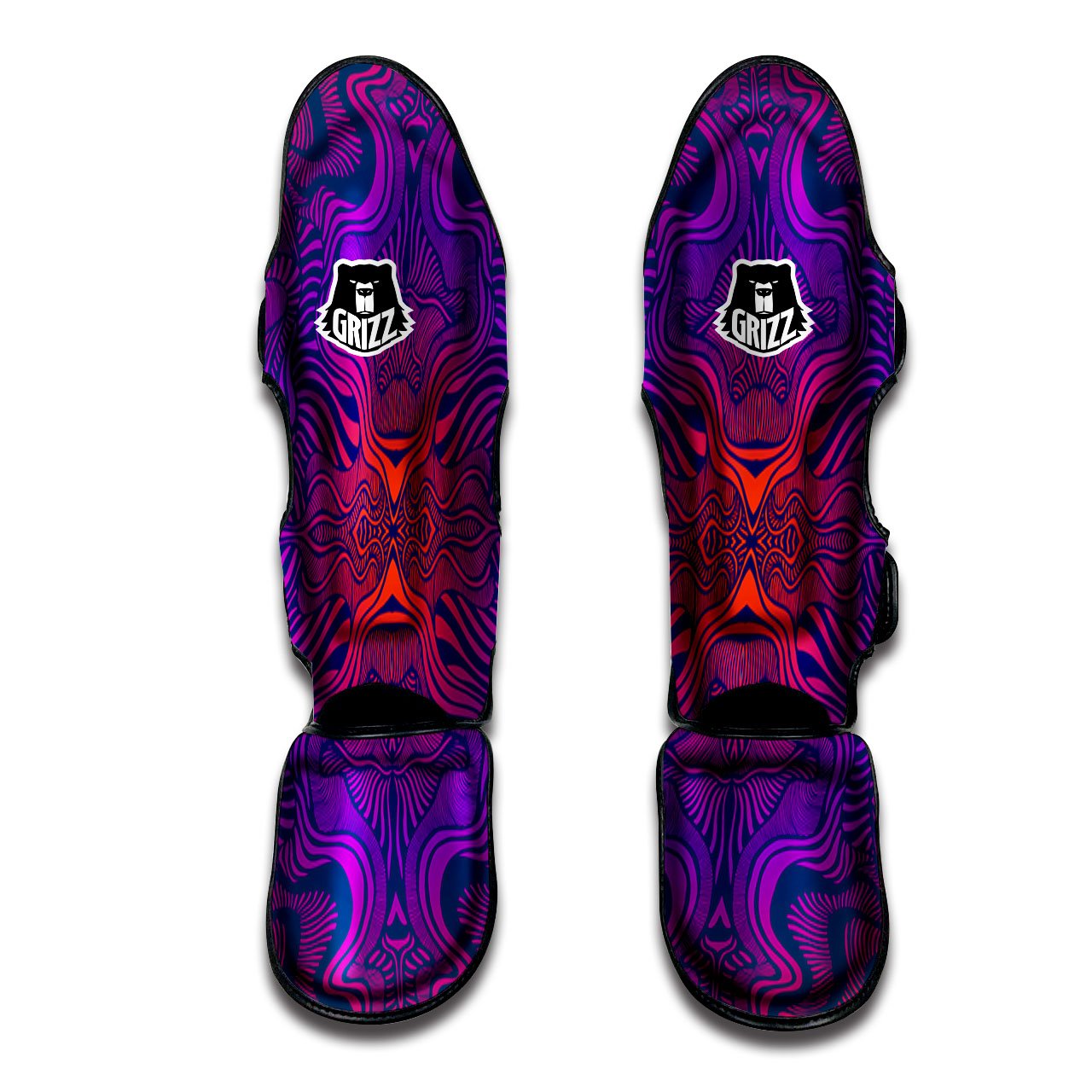 Psychedelic Trippy Ornament Print Muay Thai Shin Guards-grizzshop