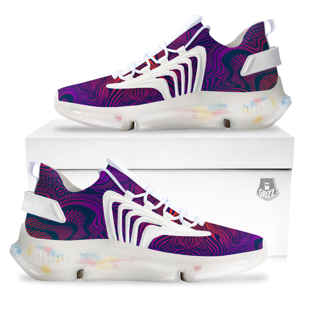 Psychedelic Trippy Ornament Print White Gym Shoes-grizzshop