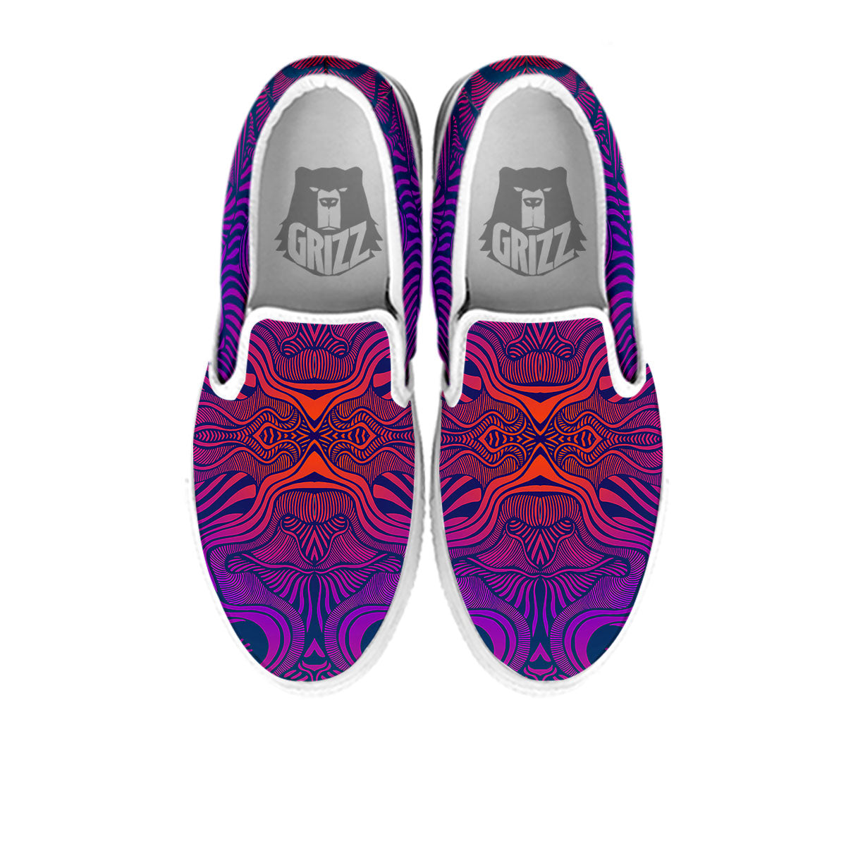 Psychedelic Trippy Ornament Print White Slip On Shoes-grizzshop