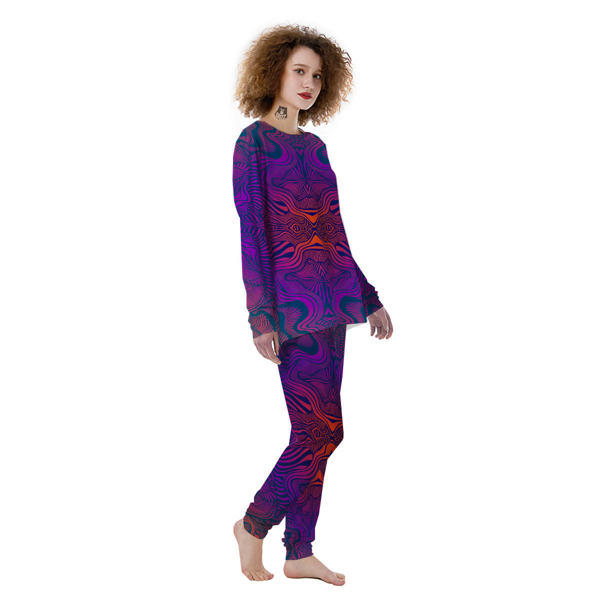 Psychedelic Trippy Ornament Print Women's Pajamas-grizzshop
