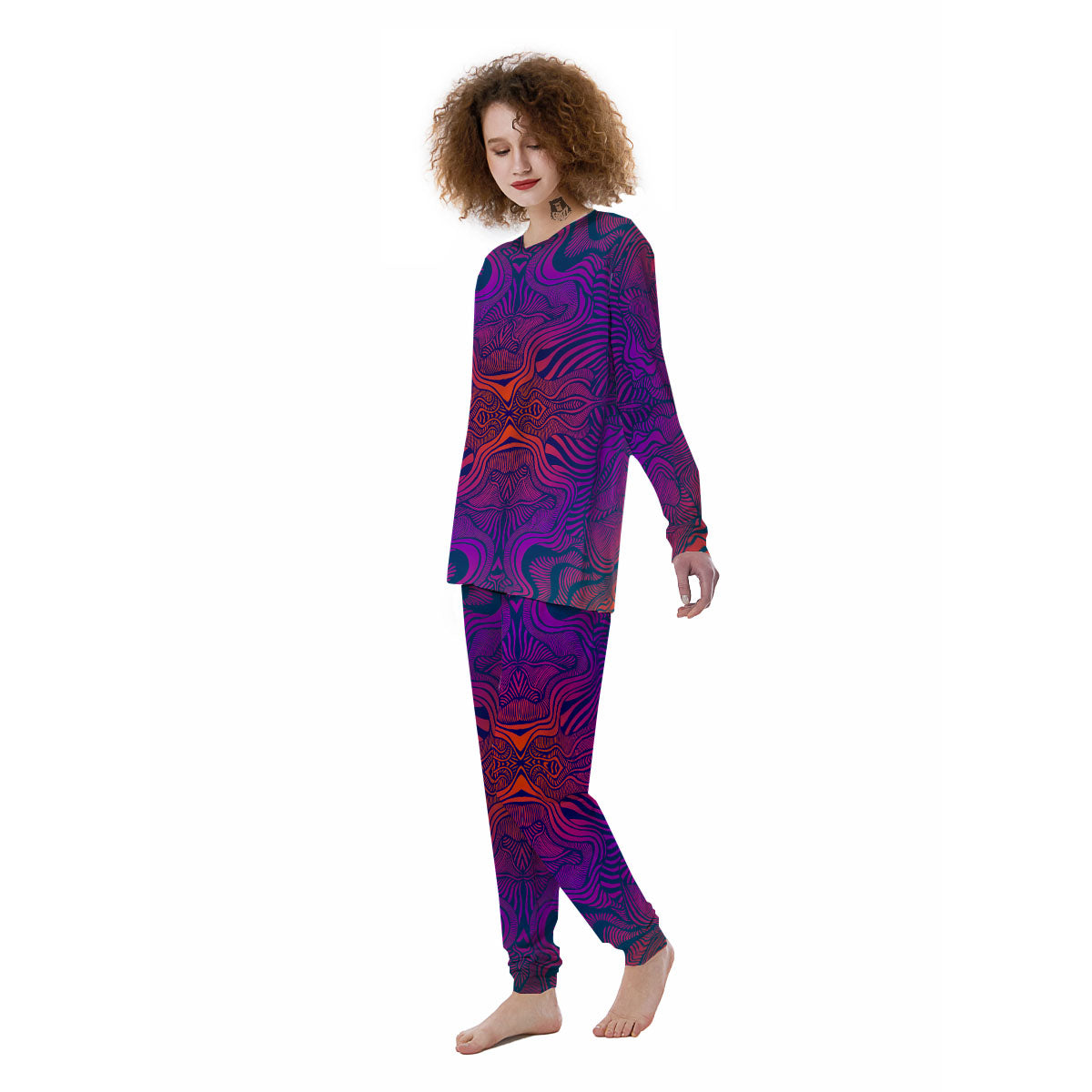 Psychedelic Trippy Ornament Print Women's Pajamas-grizzshop