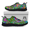 Psychedelic Trippy Purple Green Print Black Sneaker-grizzshop