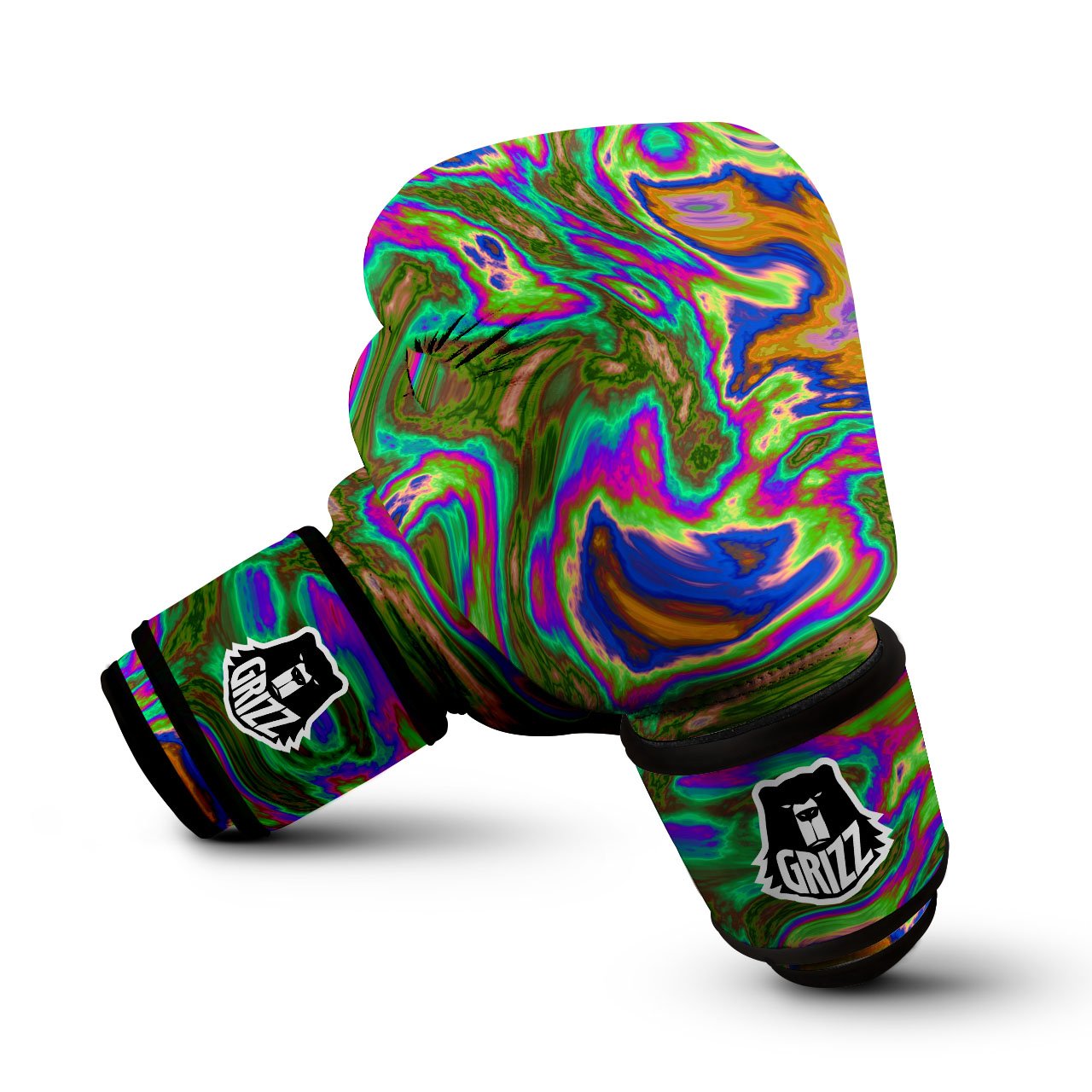 Psychedelic Trippy Purple Green Print Boxing Gloves-grizzshop