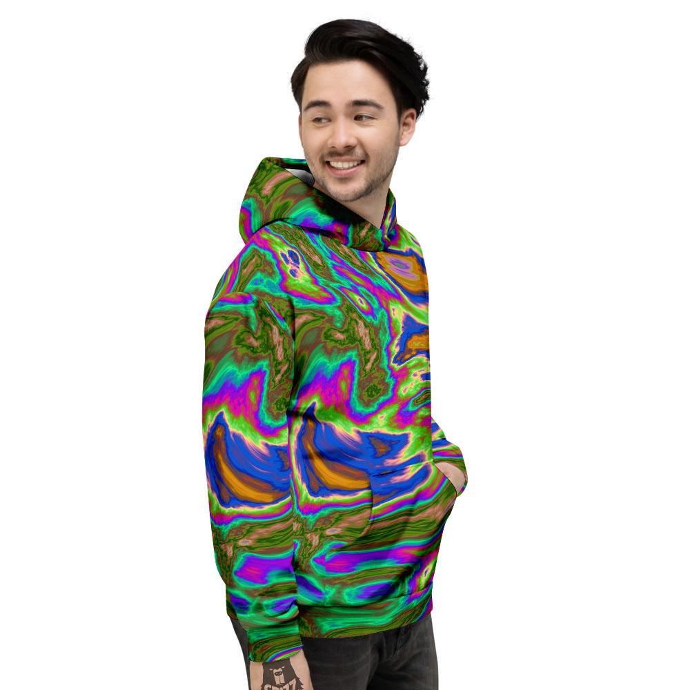 Psychedelic Trippy Purple Green Print Men's Hoodie-grizzshop