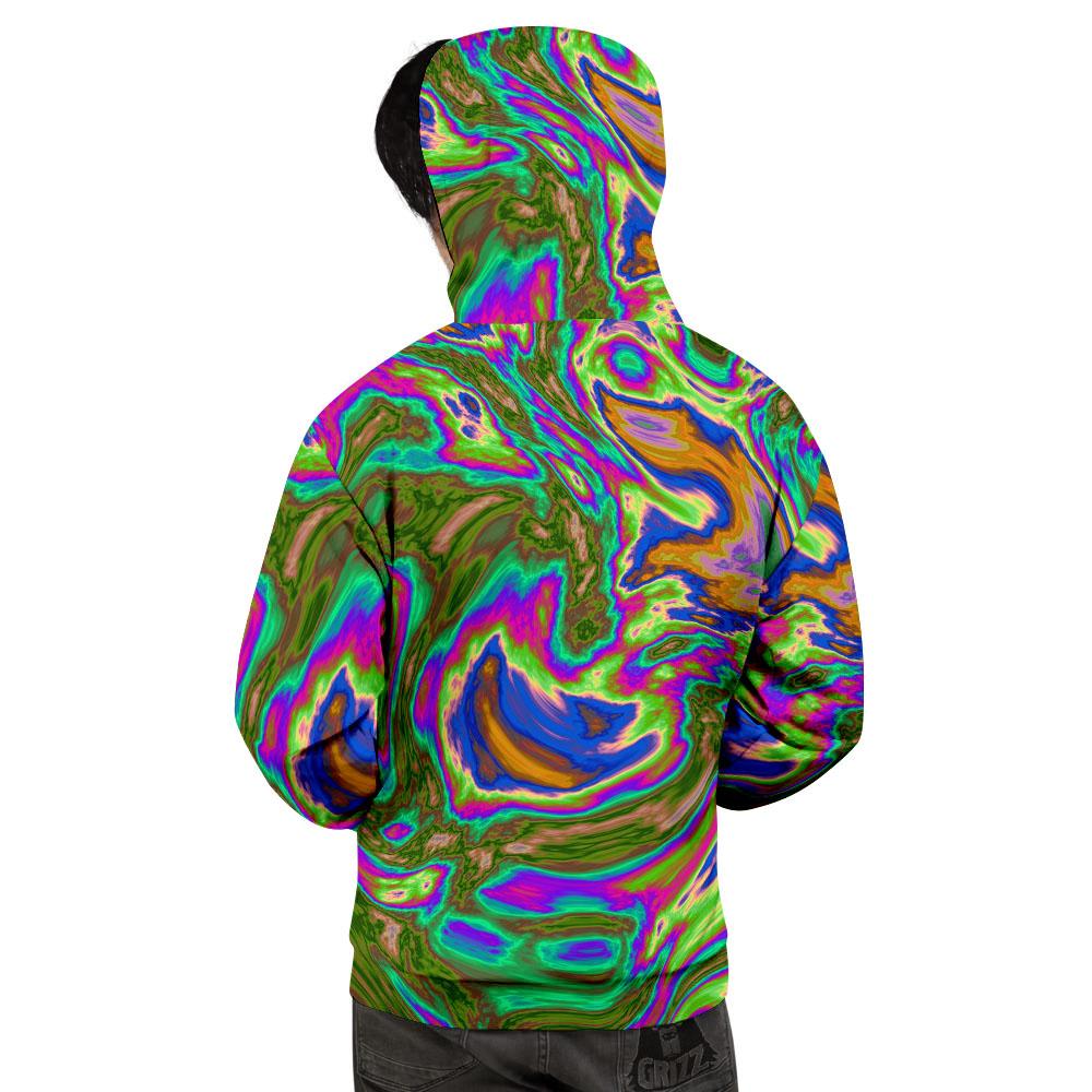 Psychedelic Trippy Purple Green Print Men's Hoodie-grizzshop