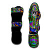 Psychedelic Trippy Purple Green Print Muay Thai Shin Guards-grizzshop