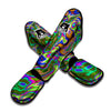 Psychedelic Trippy Purple Green Print Muay Thai Shin Guards-grizzshop