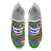 Psychedelic Trippy Purple Green Print White Athletic Shoes-grizzshop