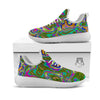 Psychedelic Trippy Purple Green Print White Athletic Shoes-grizzshop