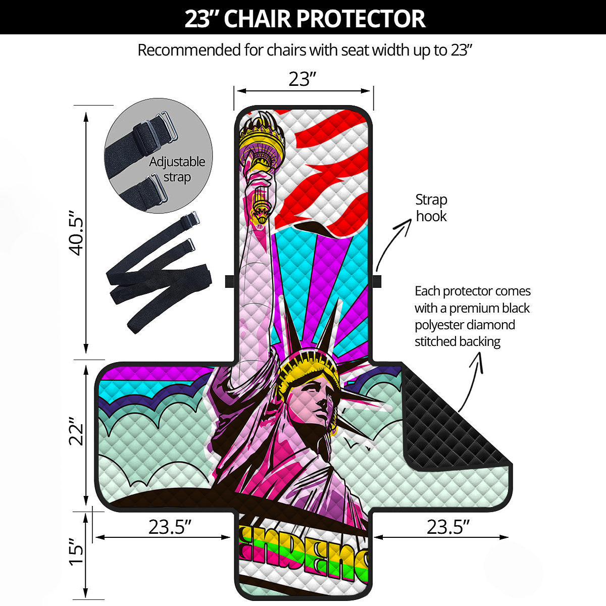 Psychedelic USA Statue of Liberty Independence Day Print Armchair Protector-grizzshop