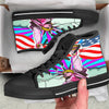 Psychedelic USA Statue of Liberty Independence Day Print Black High Top Shoes-grizzshop