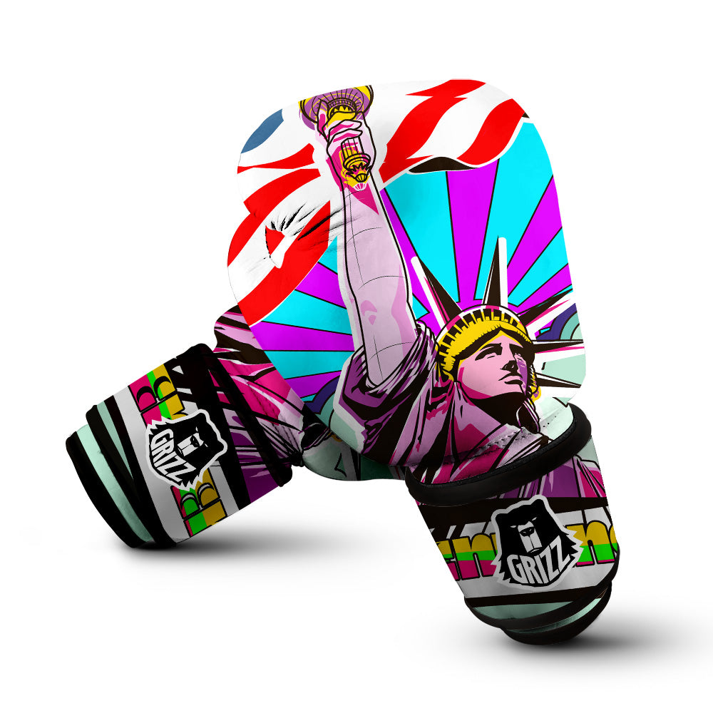 Psychedelic USA Statue of Liberty Independence Day Print Boxing Gloves-grizzshop