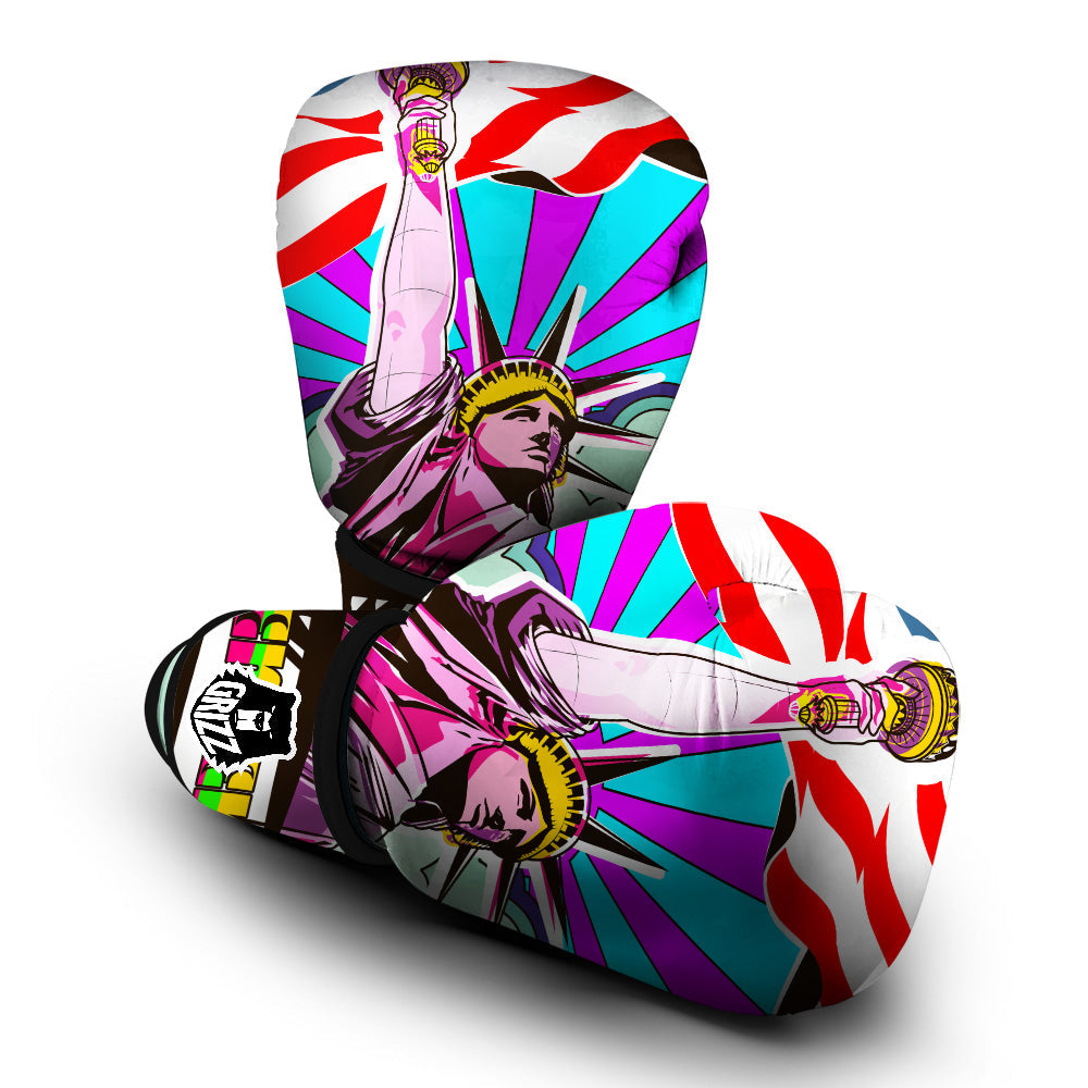 Psychedelic USA Statue of Liberty Independence Day Print Boxing Gloves-grizzshop