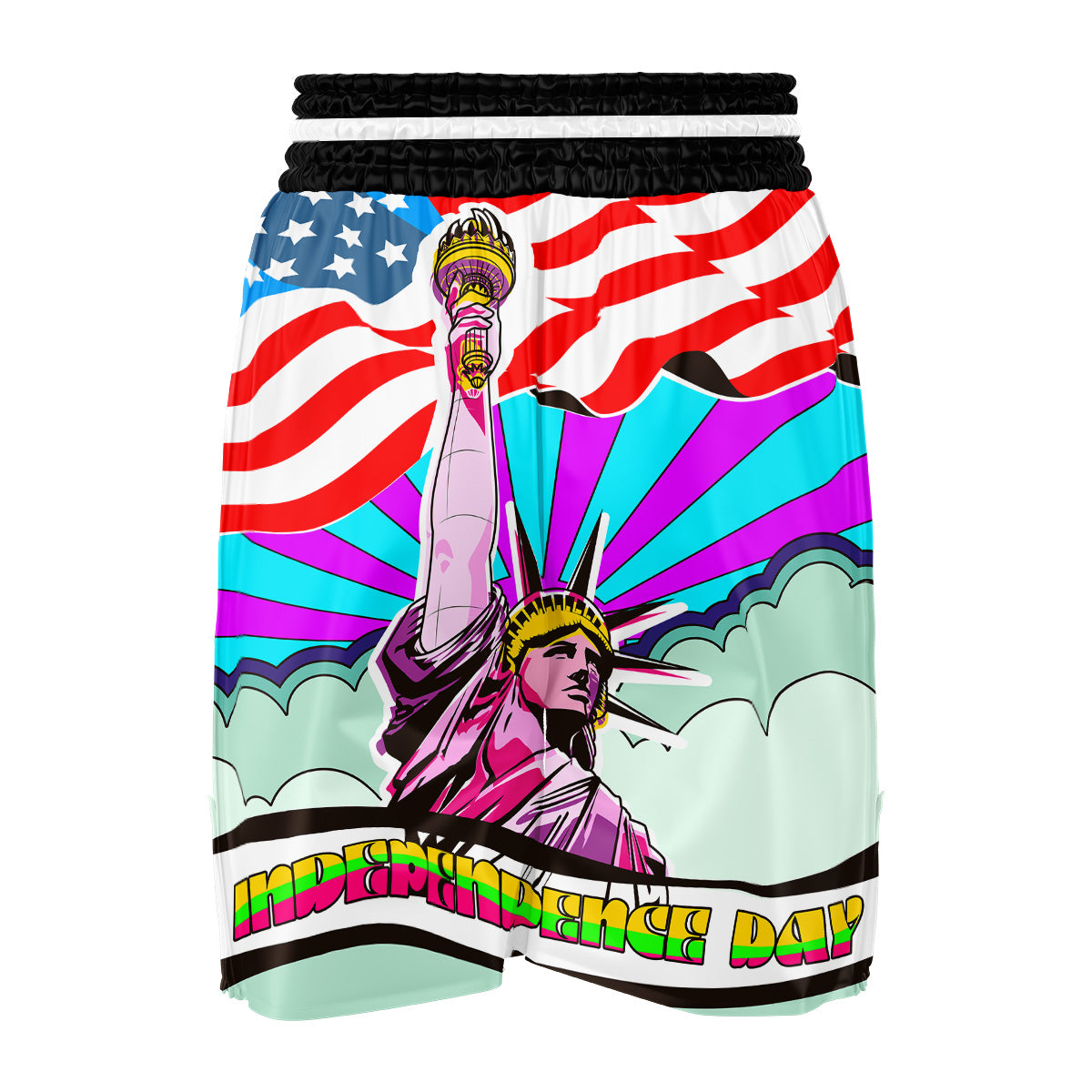 Psychedelic USA Statue of Liberty Independence Day Print Boxing Shorts-grizzshop