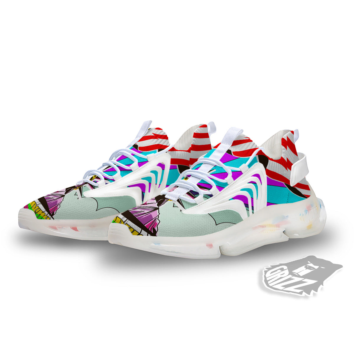 Psychedelic USA Statue of Liberty Independence Day Print White Gym Shoes-grizzshop