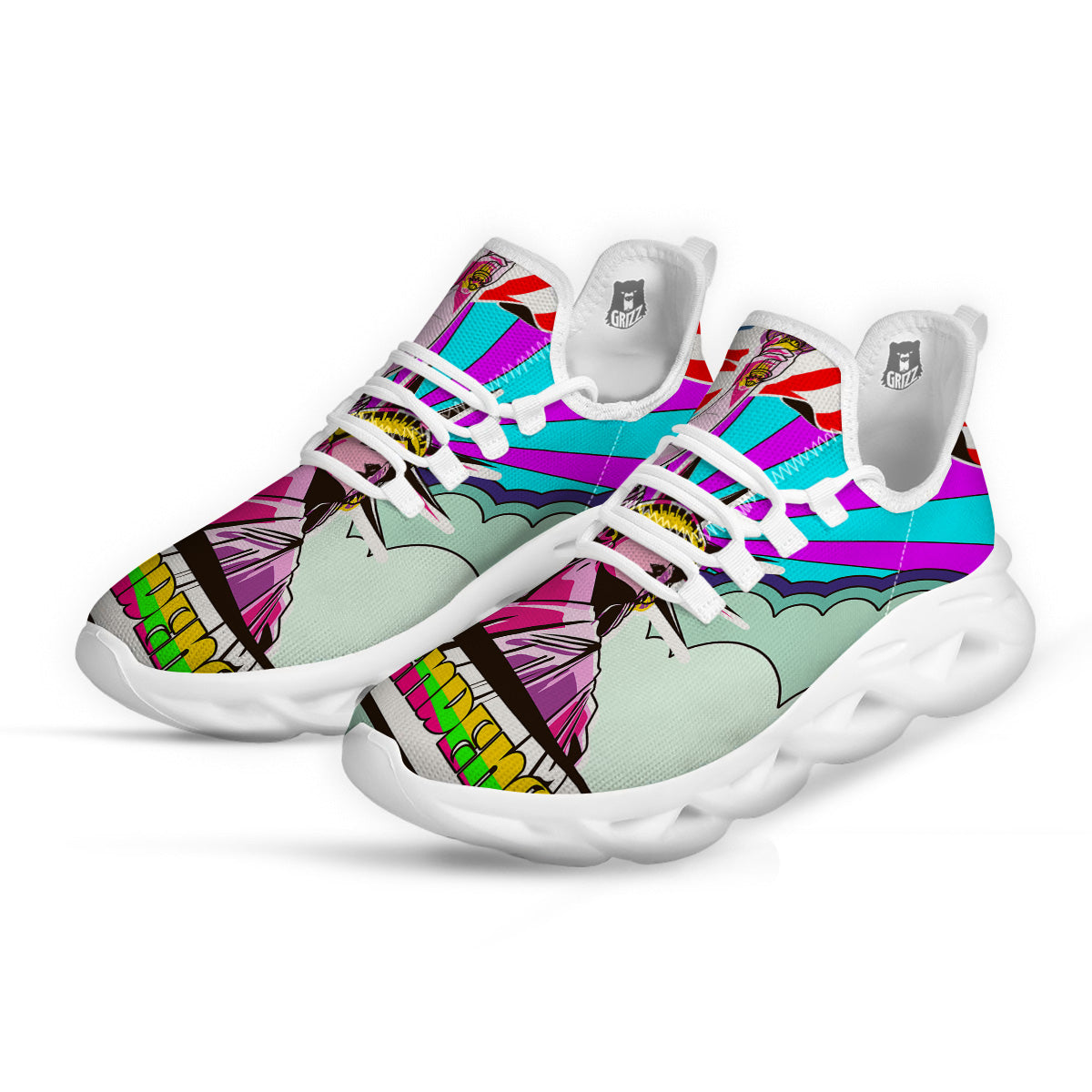 Psychedelic USA Statue of Liberty Independence Day Print White Running Shoes-grizzshop