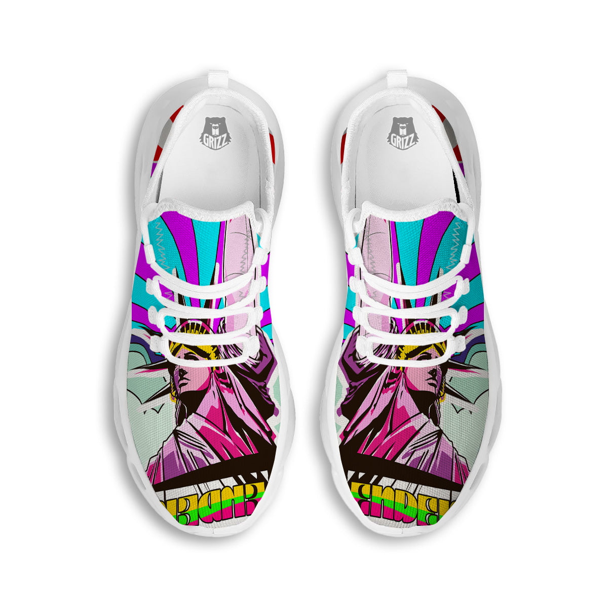 Psychedelic USA Statue of Liberty Independence Day Print White Running Shoes-grizzshop