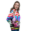 Psychedelic USA Statue of Liberty Independence Day Print Women's Hoodie-grizzshop