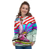 Psychedelic USA Statue of Liberty Independence Day Print Women's Hoodie-grizzshop