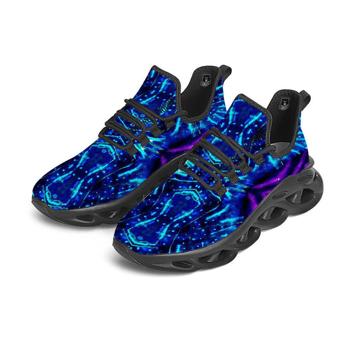 Psychedelic Watercolor Print Pattern Black Running Shoes-grizzshop