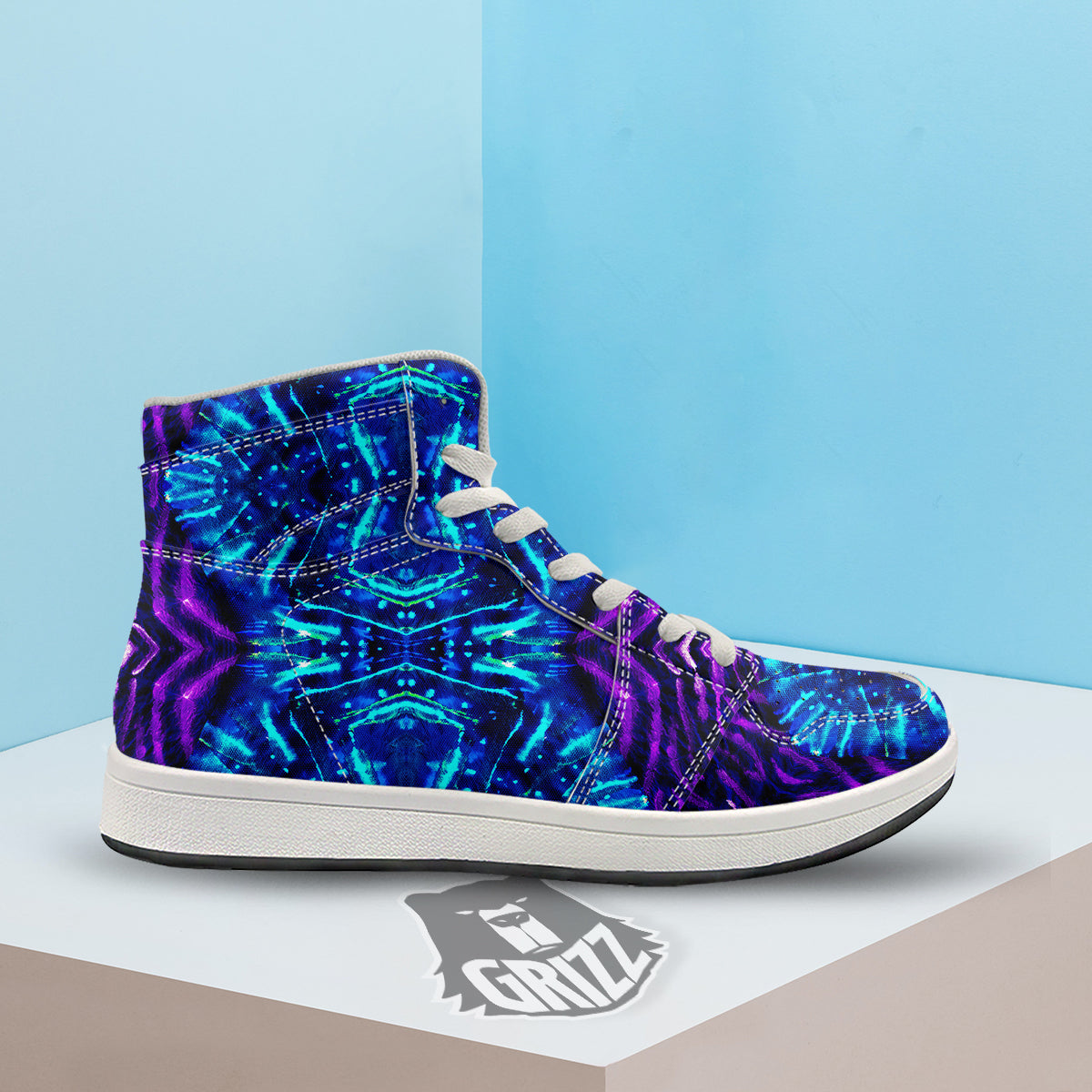 Psychedelic Watercolor Print Pattern High Top Sneakers-grizzshop