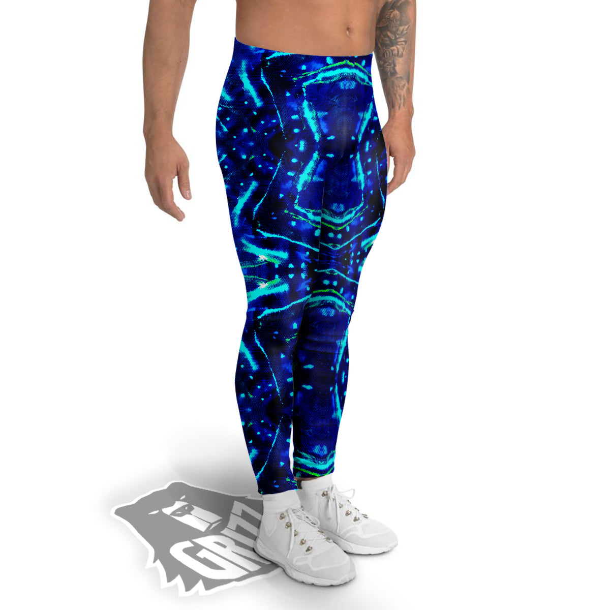 Psychedelic Watercolor Print Pattern Men's Leggings-grizzshop