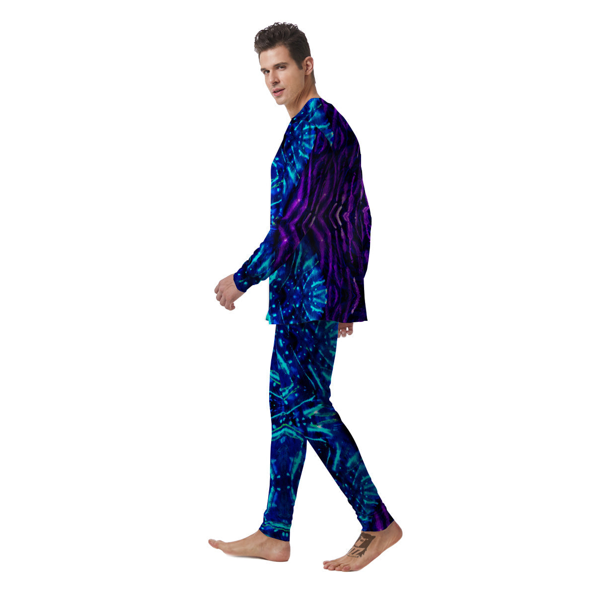 Psychedelic Watercolor Print Pattern Men's Pajamas-grizzshop