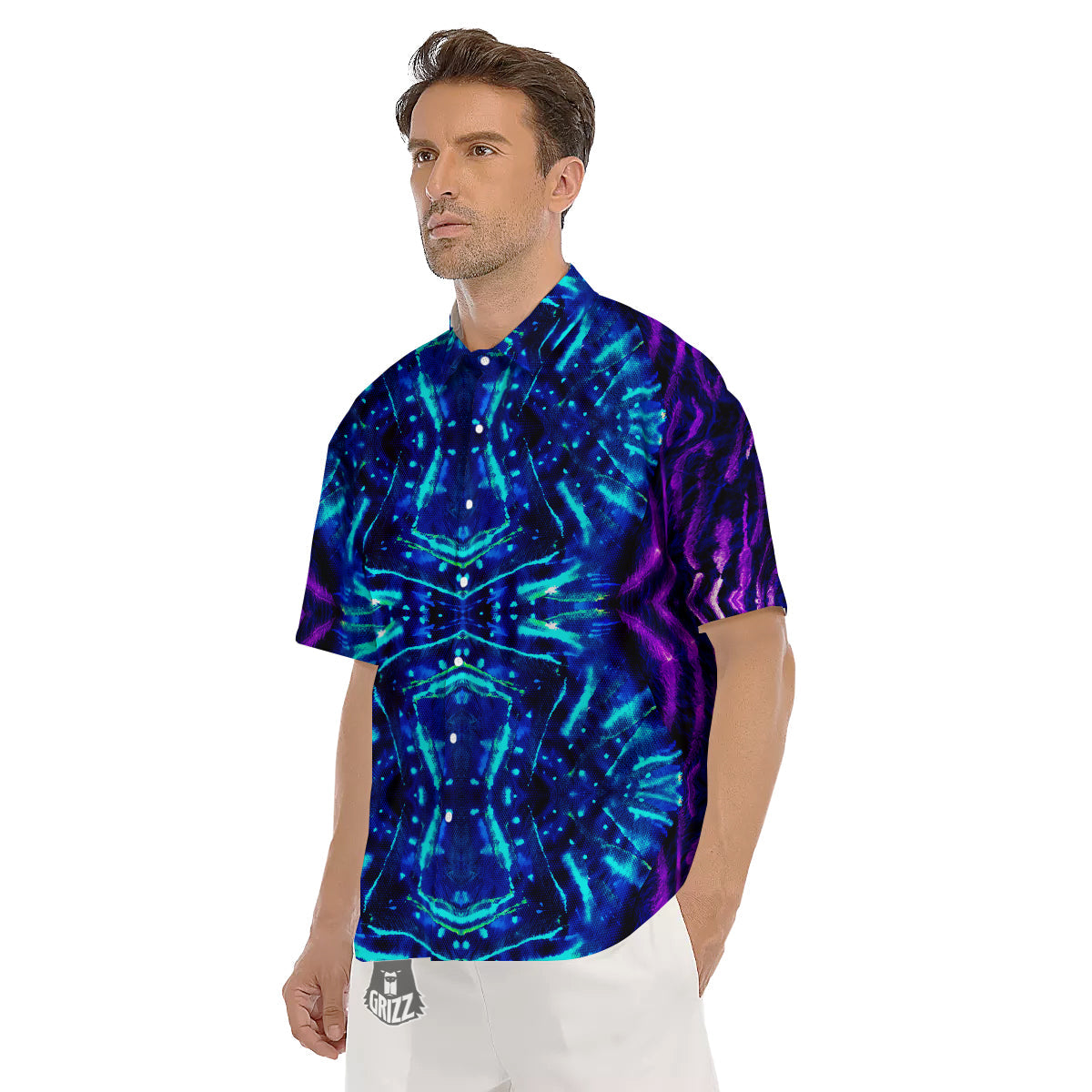 Psychedelic Watercolor Print Pattern Men's Short Sleeve Shirts-grizzshop