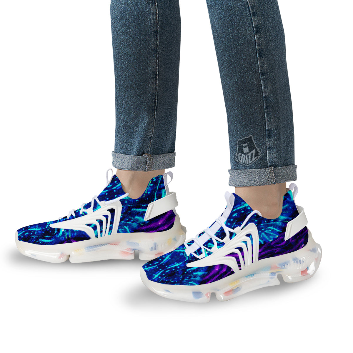 Psychedelic Watercolor Print Pattern White Gym Shoes-grizzshop