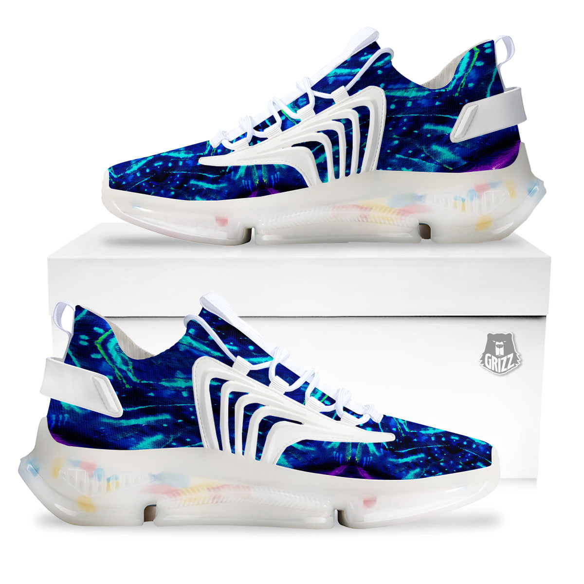 Psychedelic Watercolor Print Pattern White Gym Shoes-grizzshop