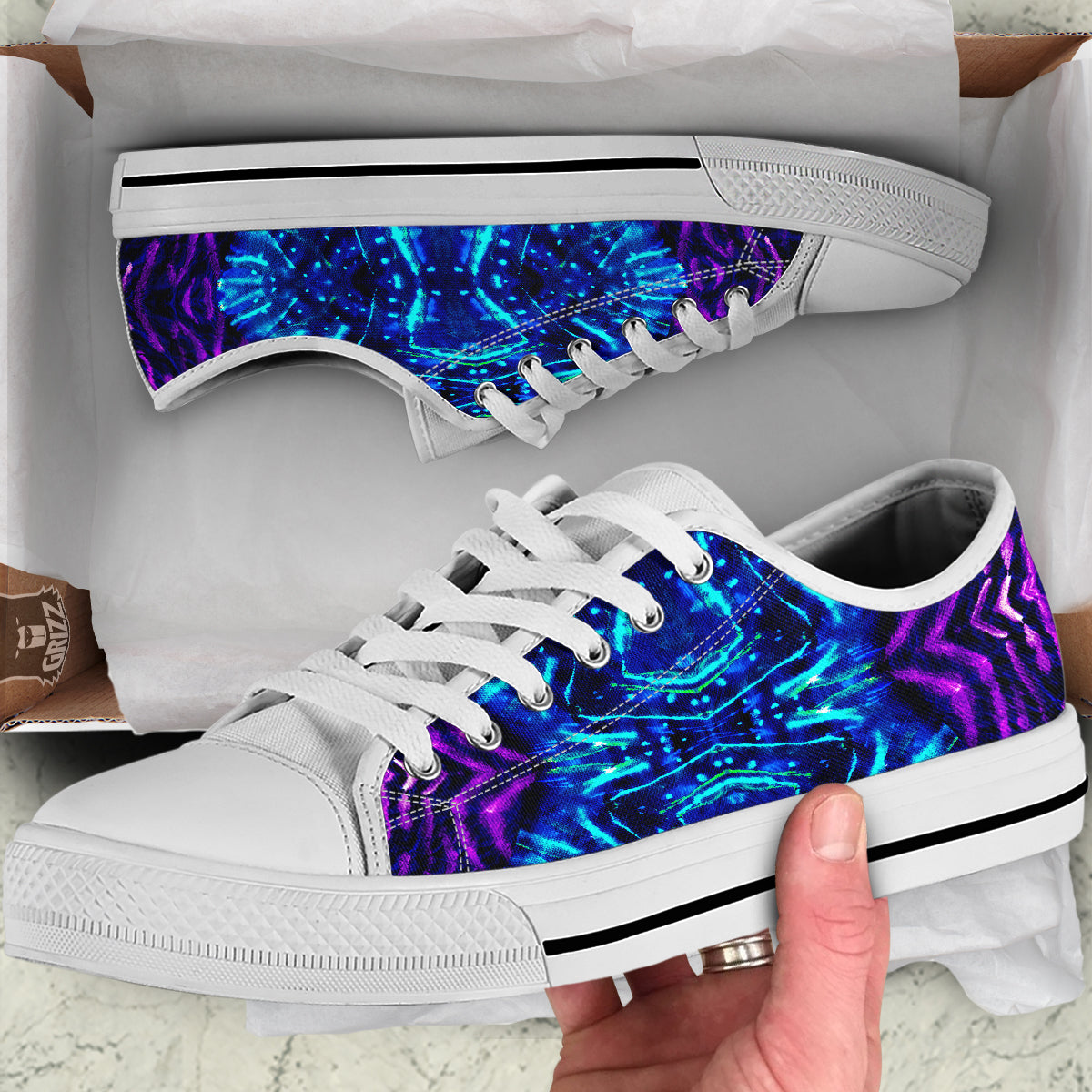 Psychedelic Watercolor Print Pattern White Low Top Shoes-grizzshop