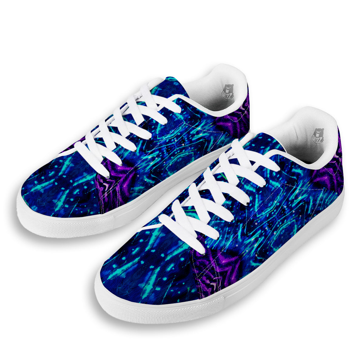 Psychedelic Watercolor Print Pattern White Low Top Sneakers-grizzshop