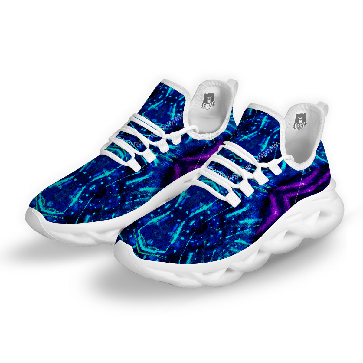 Psychedelic Watercolor Print Pattern White Running Shoes-grizzshop