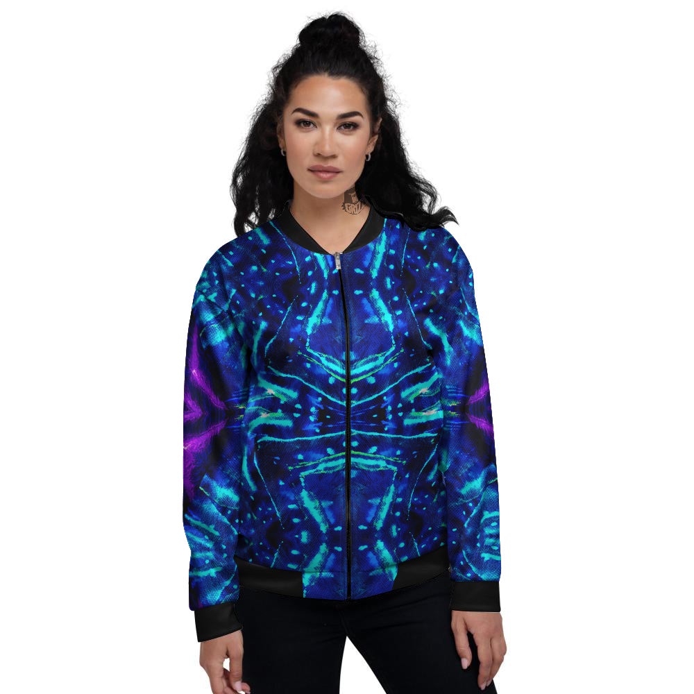 Psychedelic Watercolor Print Pattern Women's Bomber Jacket-grizzshop