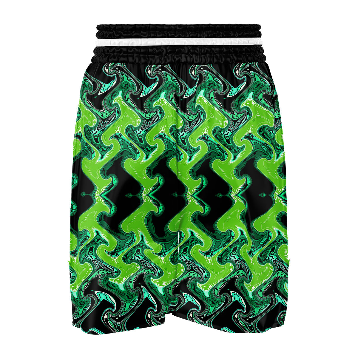 Psychedelic Wave Liquid Green Print Boxing Shorts-grizzshop