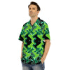 Psychedelic Wave Liquid Green Print Men's Hawaiian Shirt-grizzshop