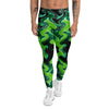 Psychedelic Wave Liquid Green Print Men's Leggings-grizzshop