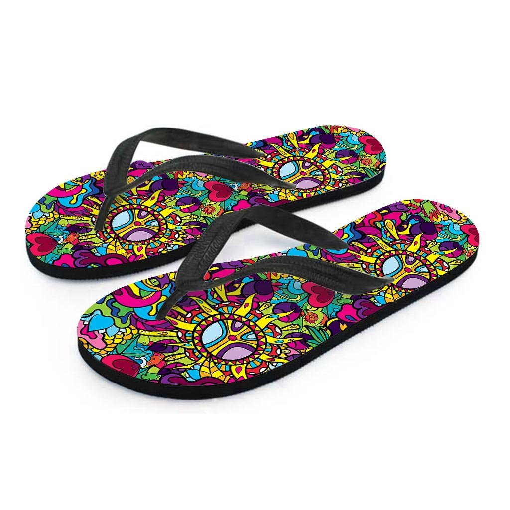 Psychedelic Women's Flip Flops-grizzshop