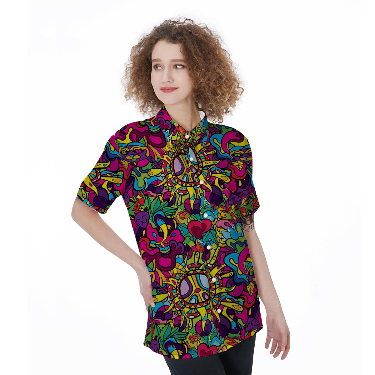 Psychedelic Women's Short Sleeve Shirts-grizzshop