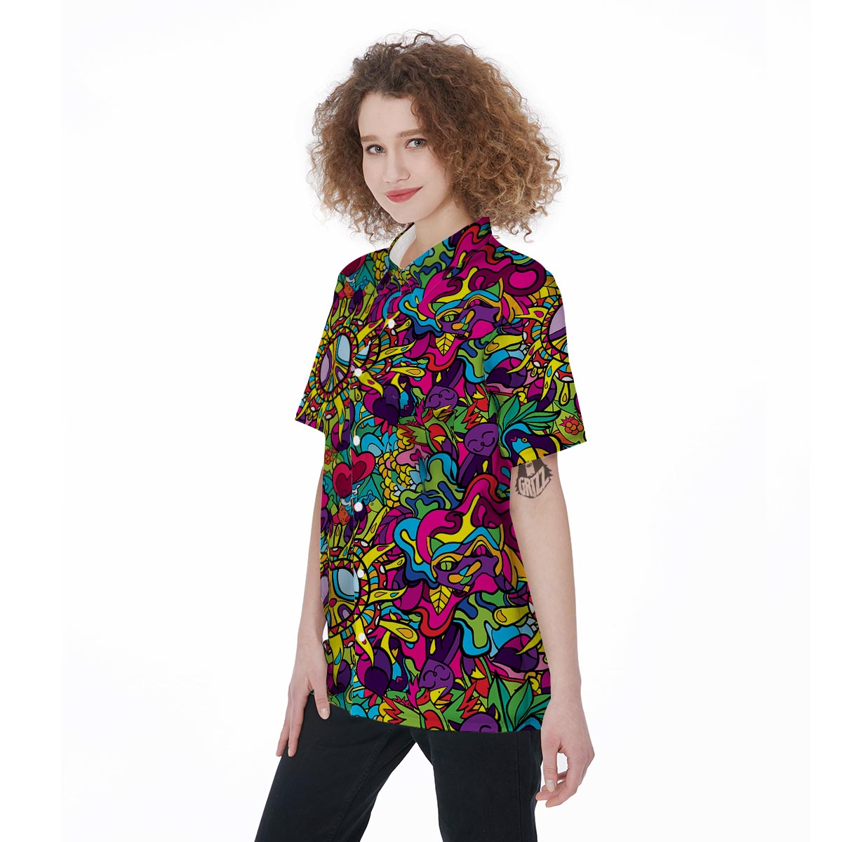 Psychedelic Women's Short Sleeve Shirts-grizzshop