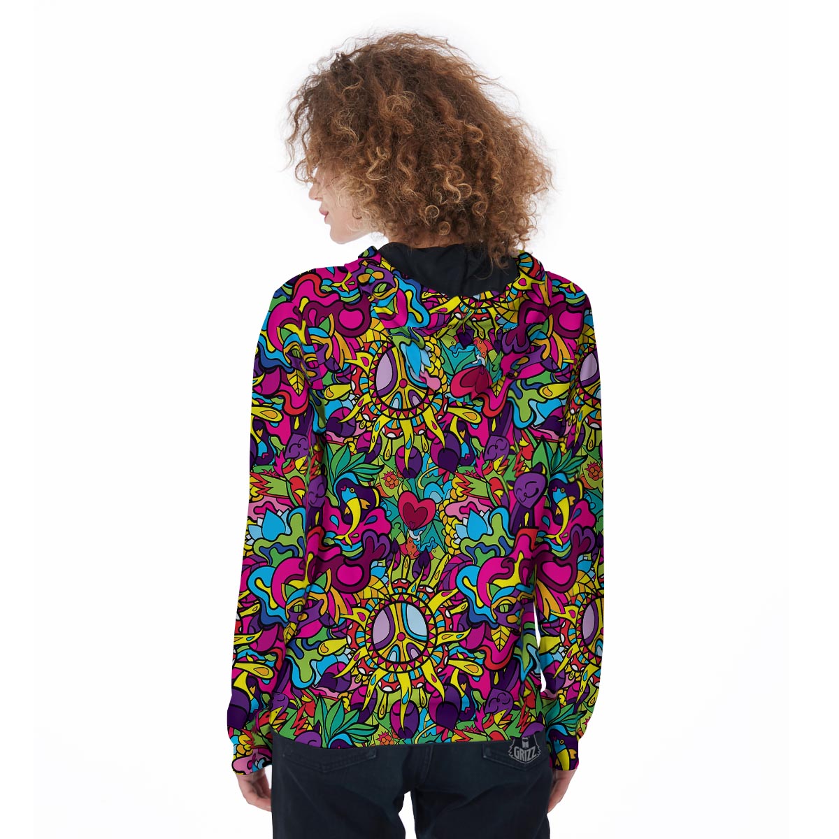 Psychedelic Women's Zip Up Hoodie-grizzshop