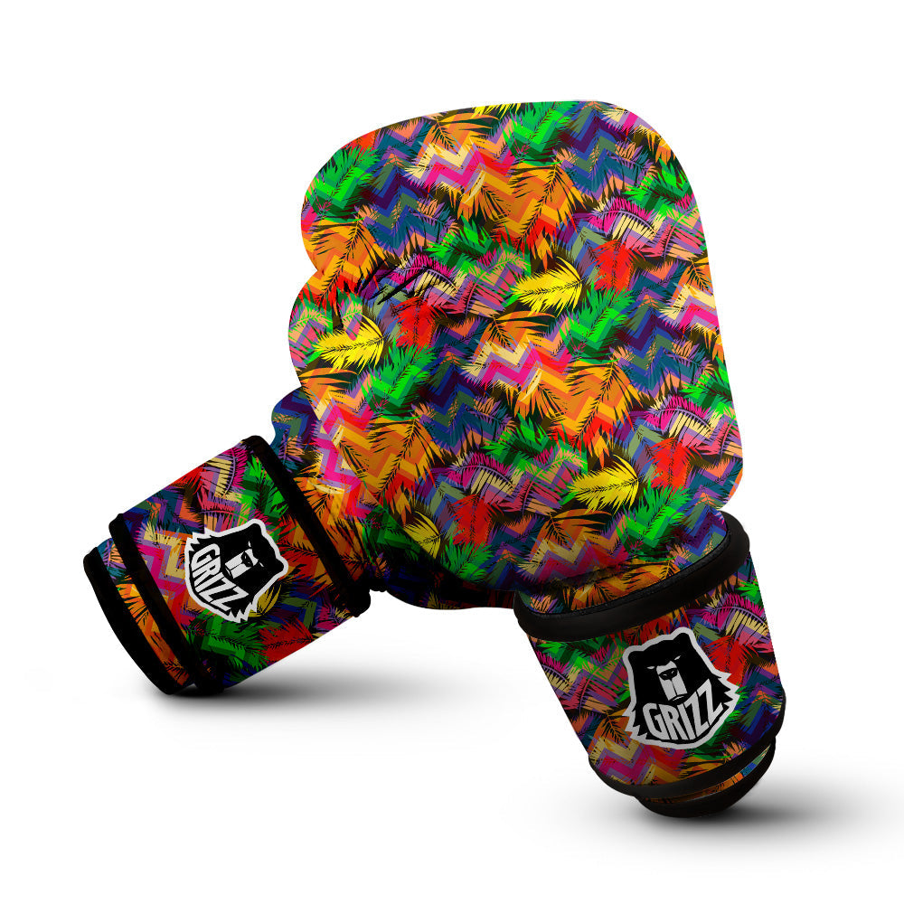 Psychedelic Zigzag Tropical Print Pattern Boxing Gloves-grizzshop