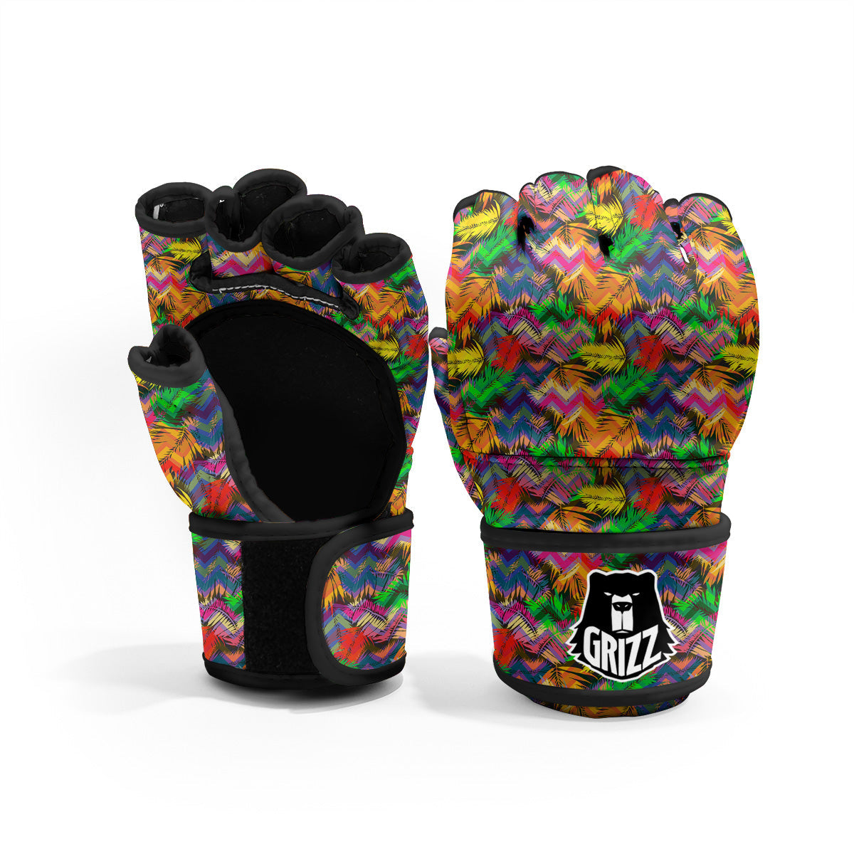 Psychedelic Zigzag Tropical Print Pattern MMA Gloves-grizzshop