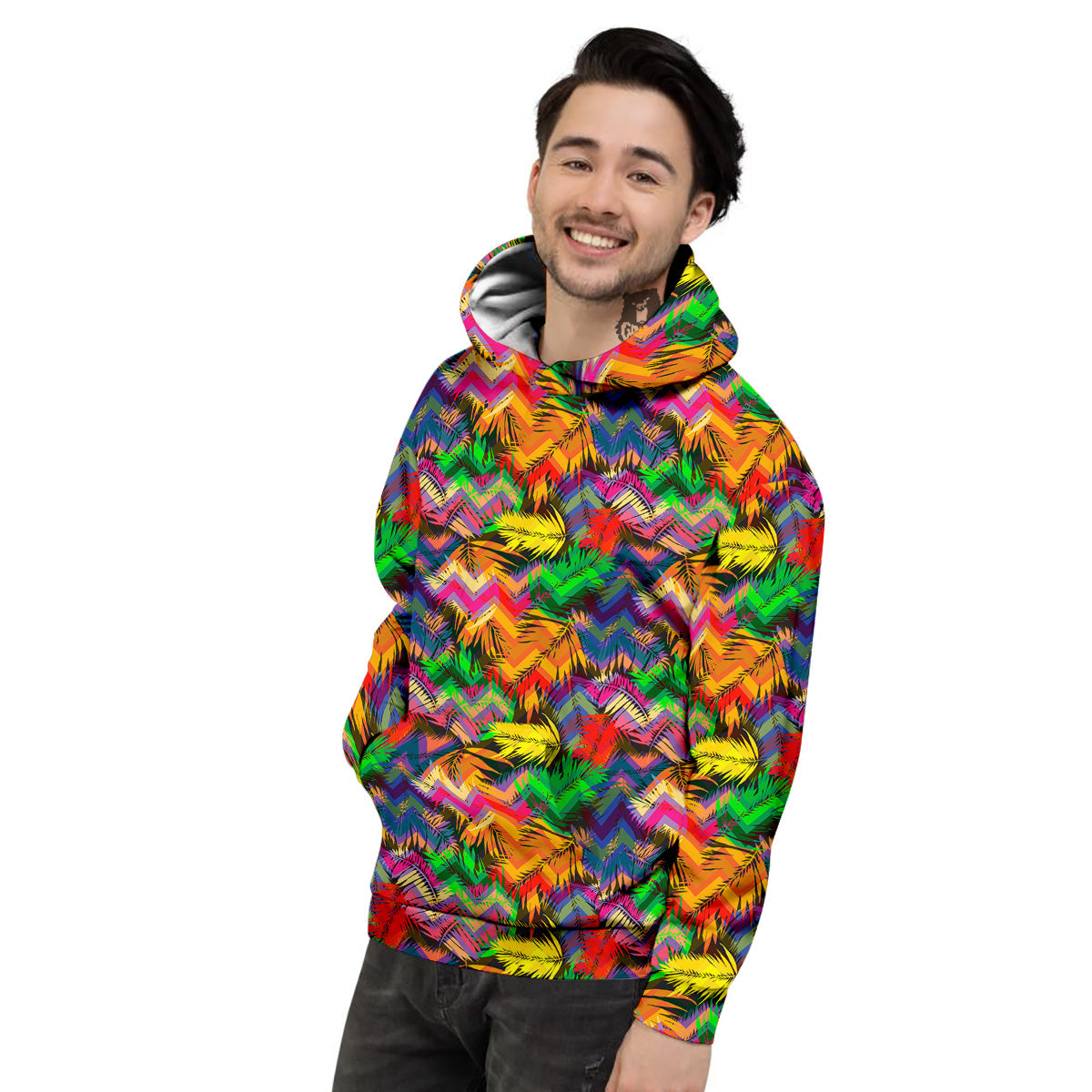 Psychedelic Zigzag Tropical Print Pattern Men's Hoodie-grizzshop