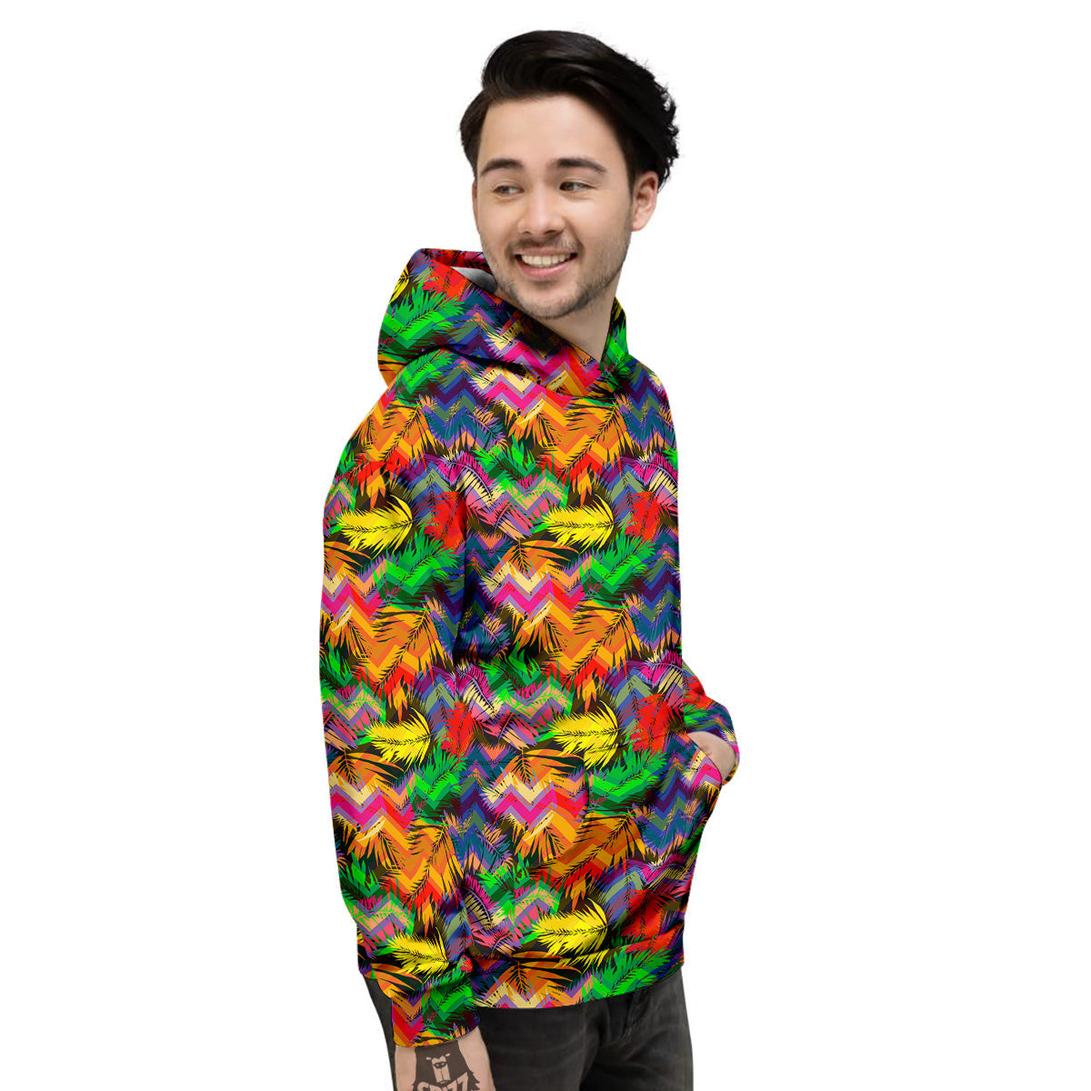 Psychedelic Zigzag Tropical Print Pattern Men's Hoodie-grizzshop