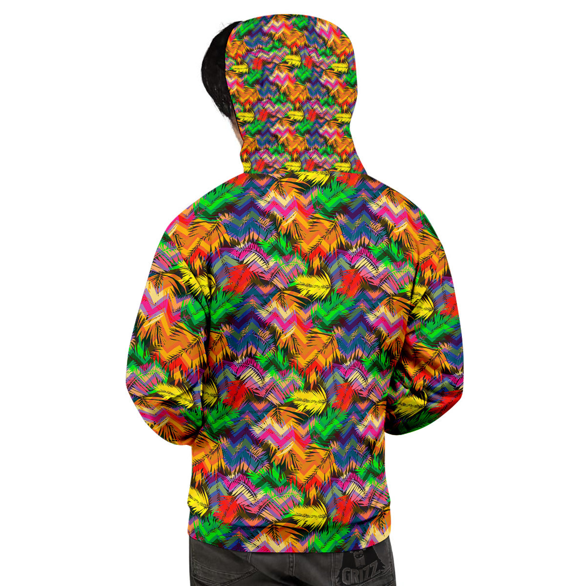 Psychedelic Zigzag Tropical Print Pattern Men's Hoodie-grizzshop