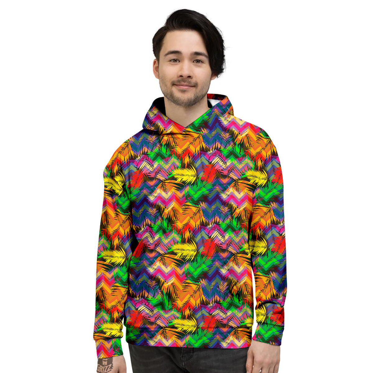 Psychedelic Zigzag Tropical Print Pattern Men's Hoodie-grizzshop