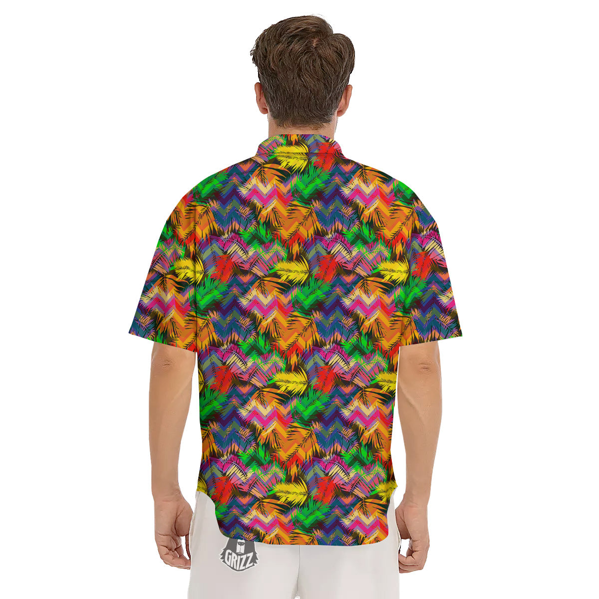 Psychedelic Zigzag Tropical Print Pattern Men's Short Sleeve Shirts-grizzshop